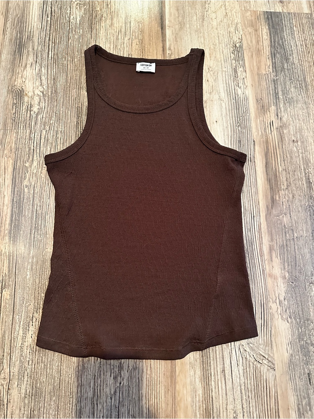 Cotton On Women's Brown Dimond Ribbed Tank Top
